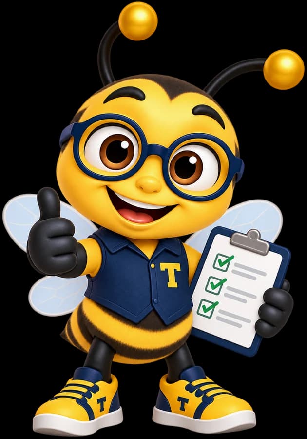 Taxmize bee giving a thumbs up