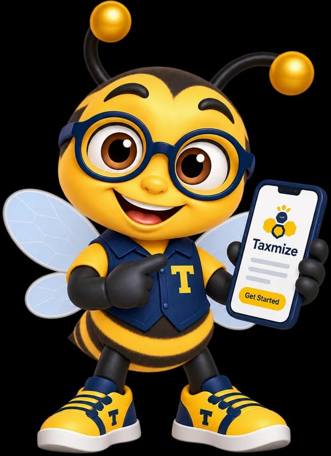 Taxmize bee mascot for Bookkeeping & Accounting