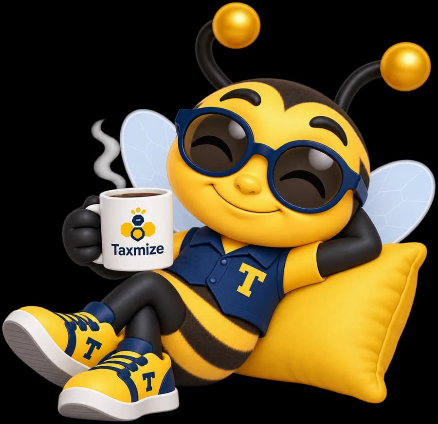 Taxmize bee mascot for Personal Taxes